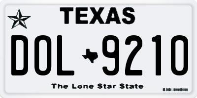 TX license plate DOL9210