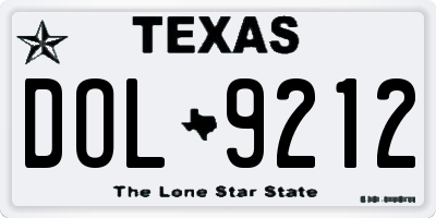 TX license plate DOL9212