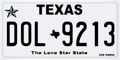 TX license plate DOL9213