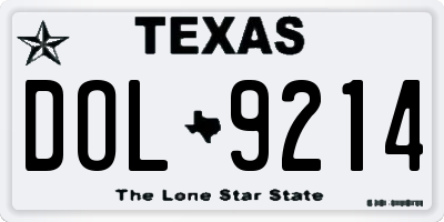 TX license plate DOL9214