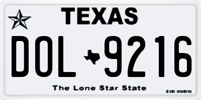 TX license plate DOL9216