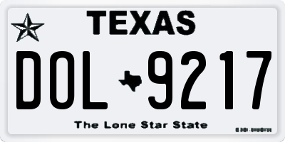 TX license plate DOL9217