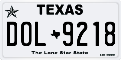 TX license plate DOL9218