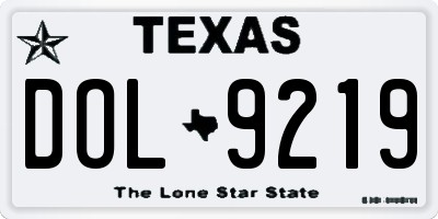 TX license plate DOL9219