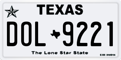 TX license plate DOL9221