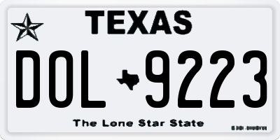 TX license plate DOL9223