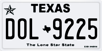 TX license plate DOL9225