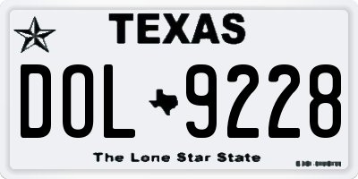 TX license plate DOL9228