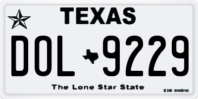 TX license plate DOL9229