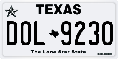 TX license plate DOL9230