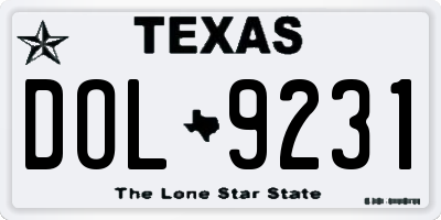 TX license plate DOL9231