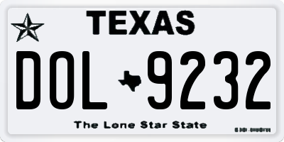 TX license plate DOL9232