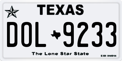TX license plate DOL9233