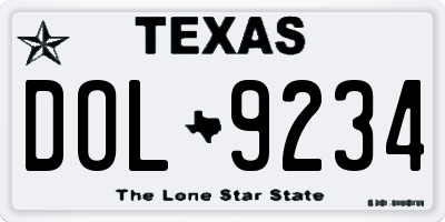 TX license plate DOL9234
