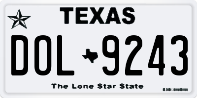 TX license plate DOL9243
