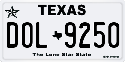 TX license plate DOL9250