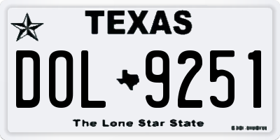 TX license plate DOL9251
