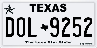 TX license plate DOL9252