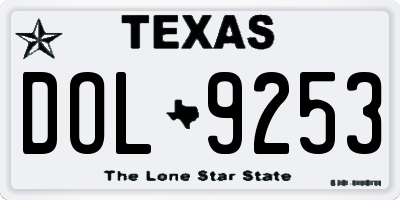 TX license plate DOL9253