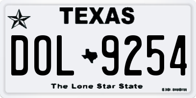 TX license plate DOL9254