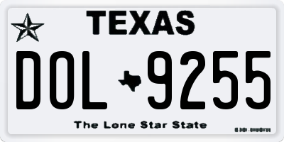 TX license plate DOL9255