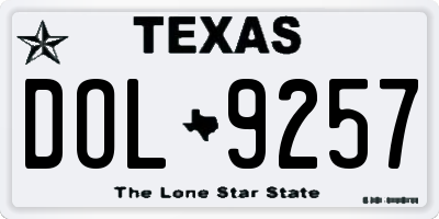 TX license plate DOL9257