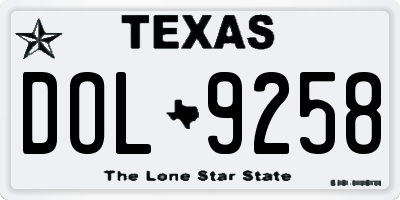 TX license plate DOL9258