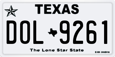 TX license plate DOL9261