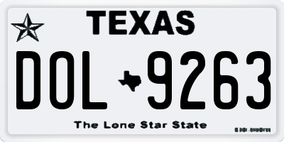 TX license plate DOL9263
