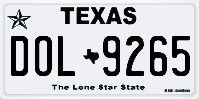 TX license plate DOL9265