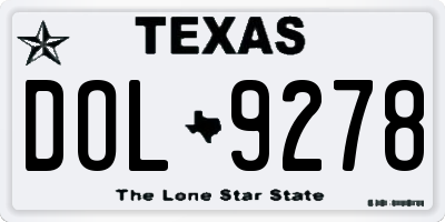 TX license plate DOL9278