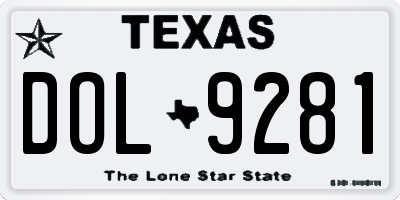 TX license plate DOL9281