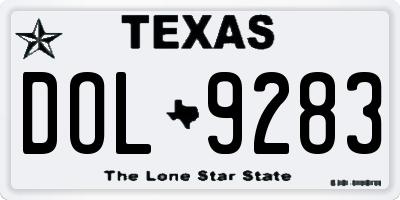 TX license plate DOL9283