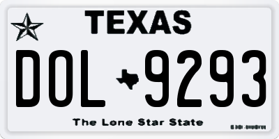 TX license plate DOL9293