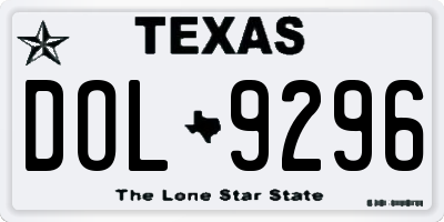 TX license plate DOL9296