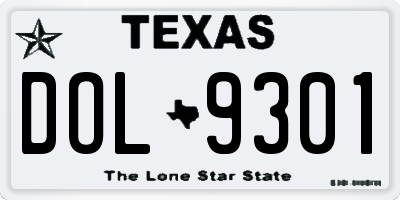 TX license plate DOL9301