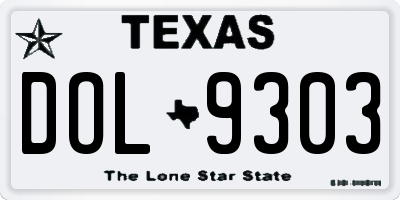 TX license plate DOL9303