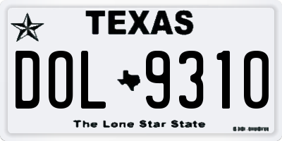 TX license plate DOL9310