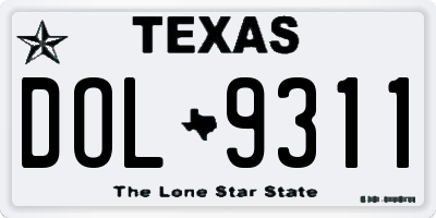 TX license plate DOL9311