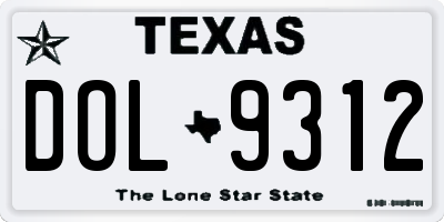 TX license plate DOL9312