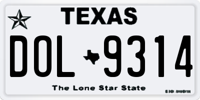 TX license plate DOL9314