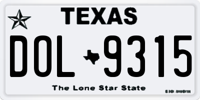 TX license plate DOL9315