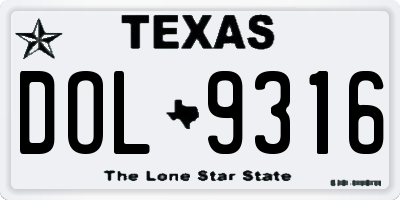 TX license plate DOL9316