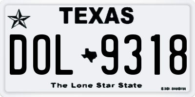 TX license plate DOL9318