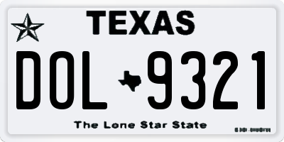 TX license plate DOL9321