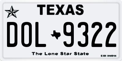TX license plate DOL9322