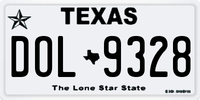 TX license plate DOL9328