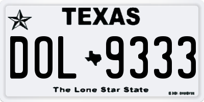TX license plate DOL9333