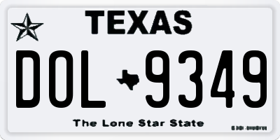 TX license plate DOL9349
