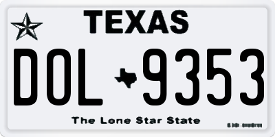 TX license plate DOL9353